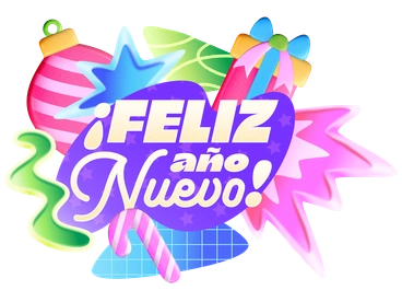Colorful holiday decorations with festive lettering - Lettering style illustration