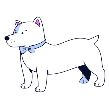 A dapper dog wearing a bowtie, with a simple and elegant line drawing