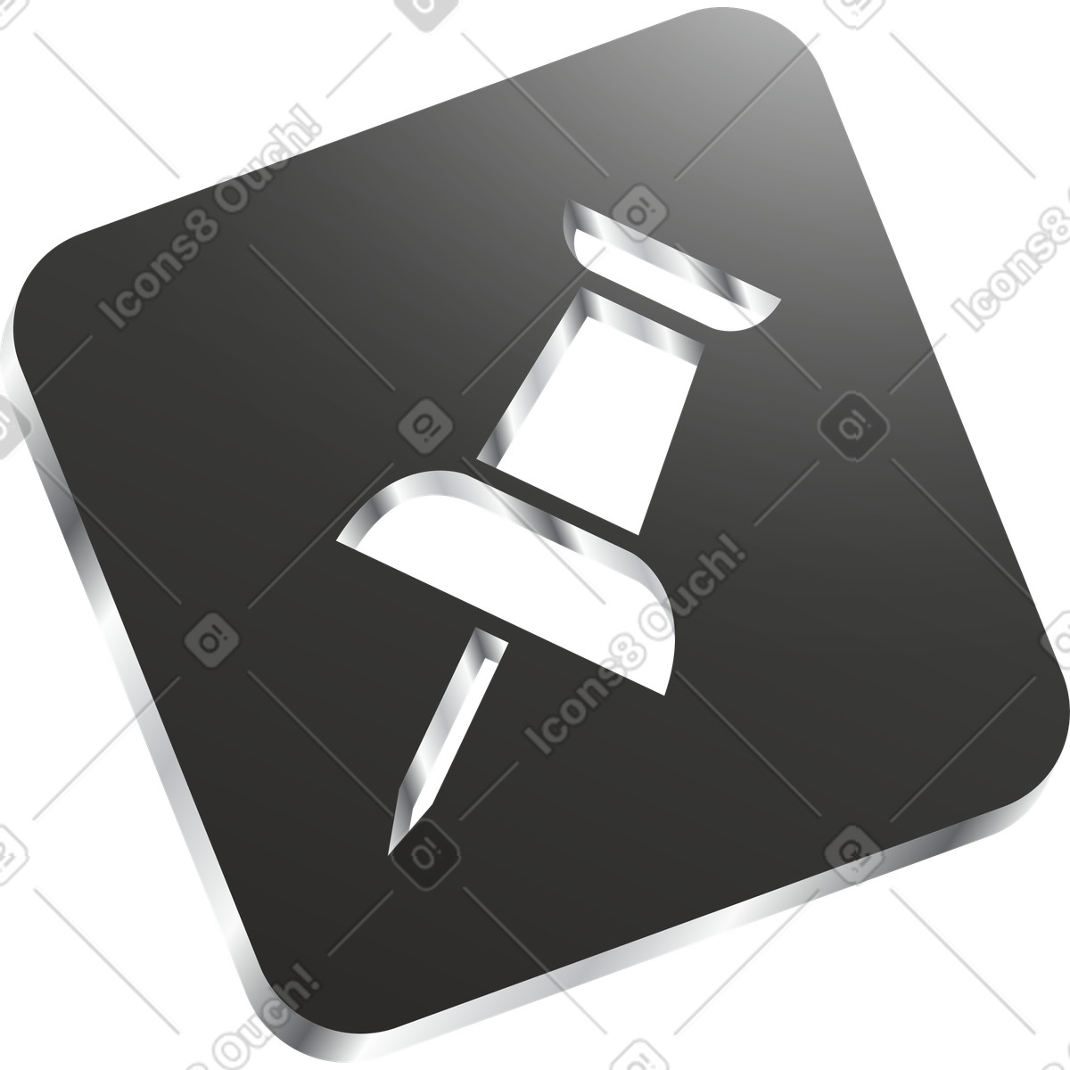 Rectangular black push pin icon illustration in Token style download in PNG, SVG