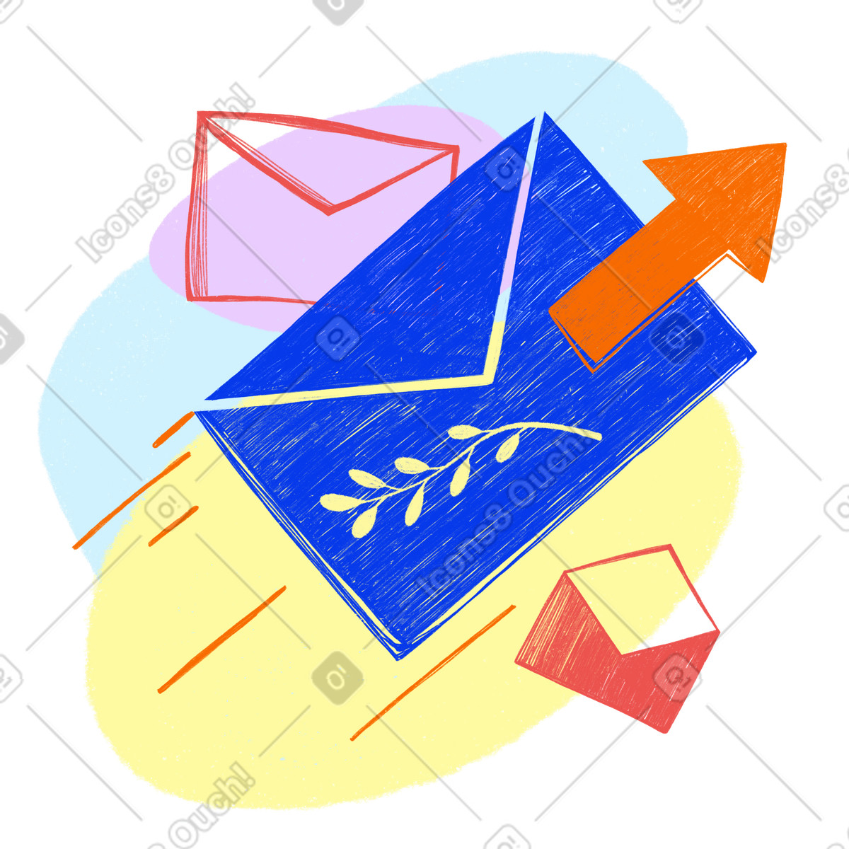Ilustración Big blue letter and others sent en estilo Biro a descargar en PNG y SVG
