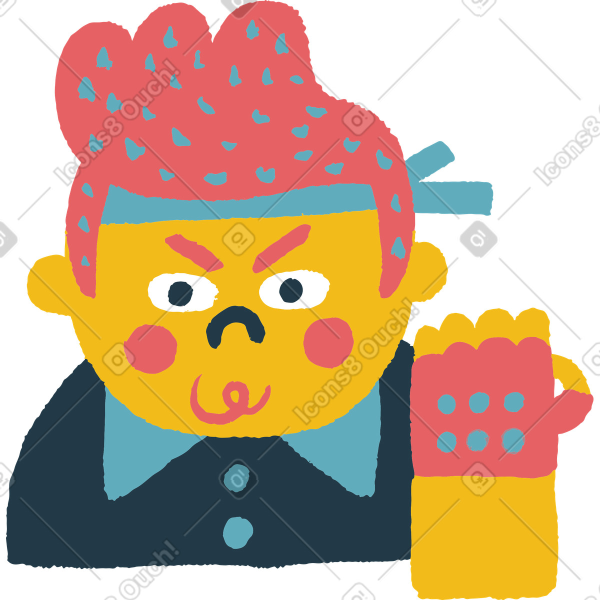 Angry man illustration showcasing enraged emotions in clipart