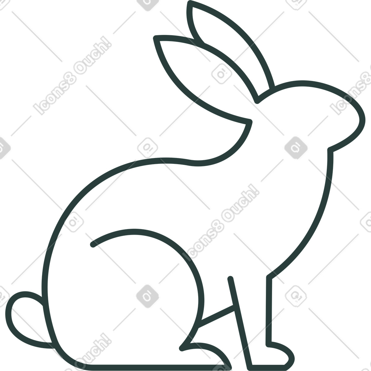 Rabbit illustration in Macaroni style download in PNG, SVG