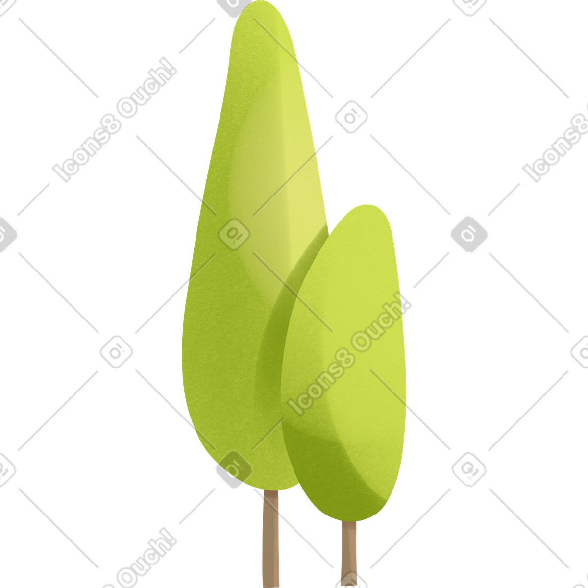 Two green trees illustration in Shine style download in PNG, SVG