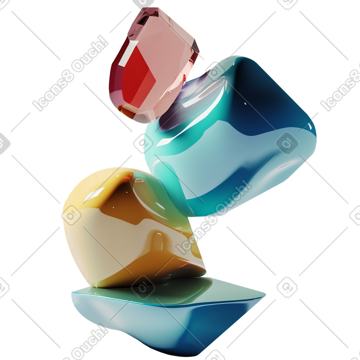 Ilustração de Composição abstrata com objetos vidro em no estilo 3D Construction para baixar em PNG, SVG