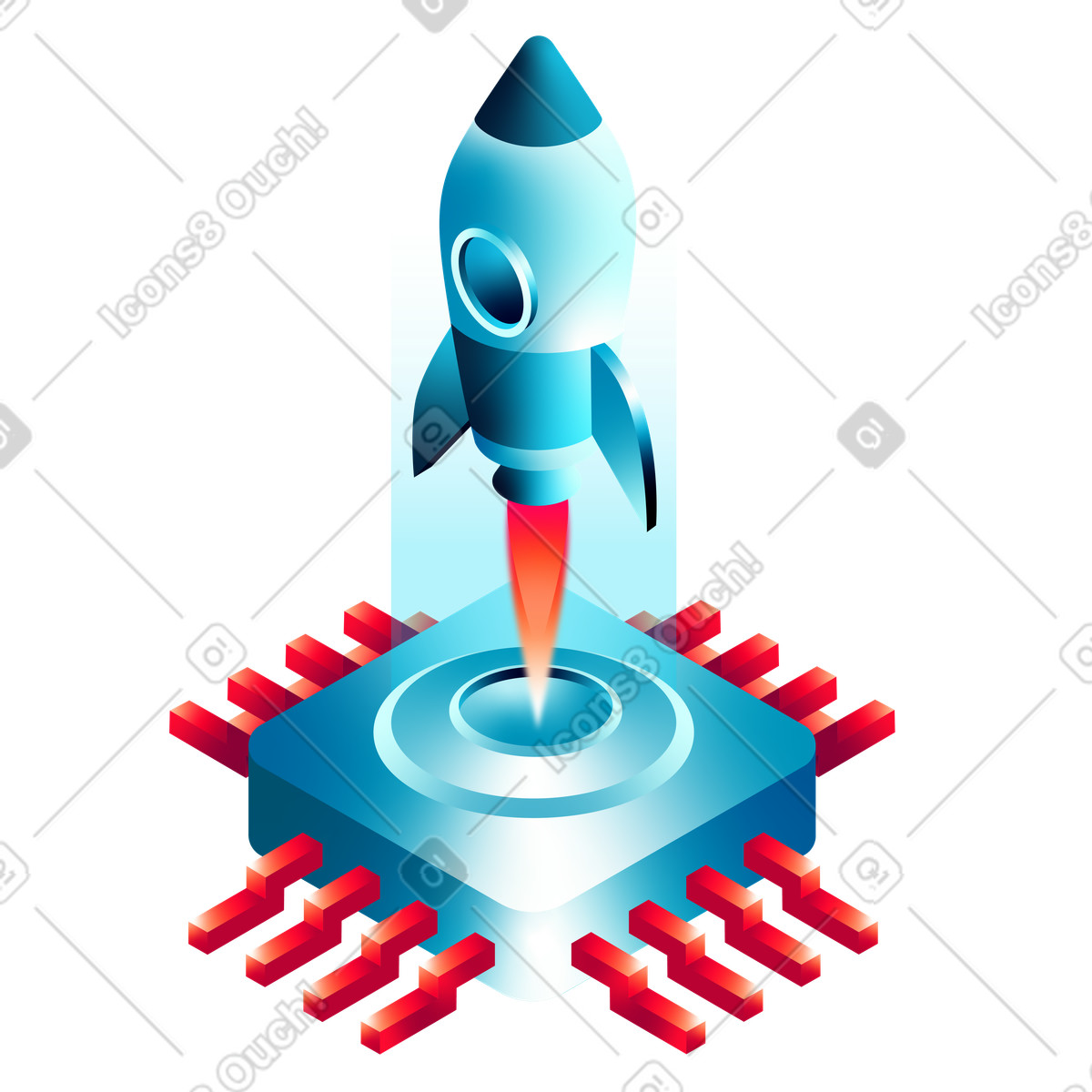 Rocket launch representing startup illustration in PNG, SVG