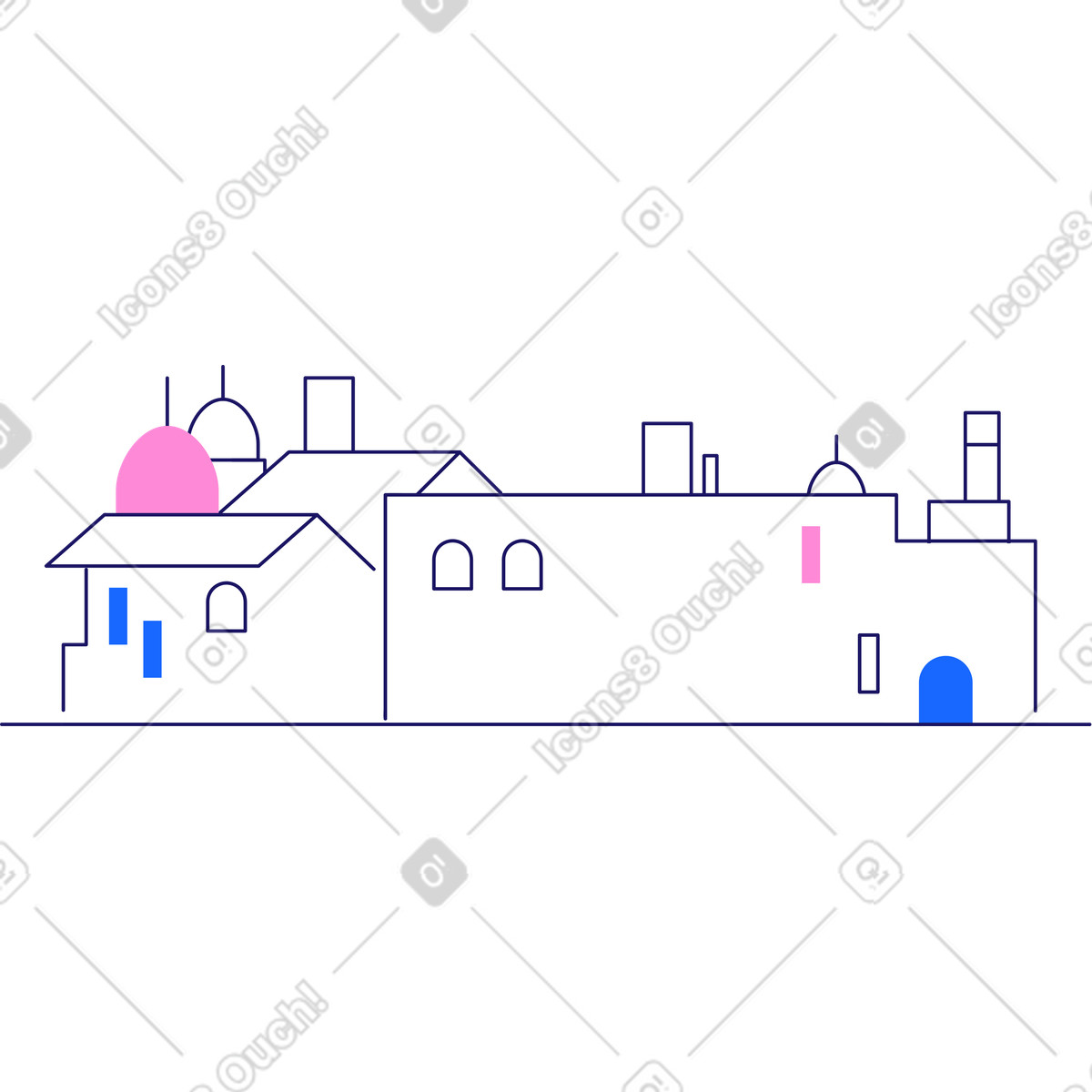 Background tourist city illustration in Matey style download in PNG, SVG