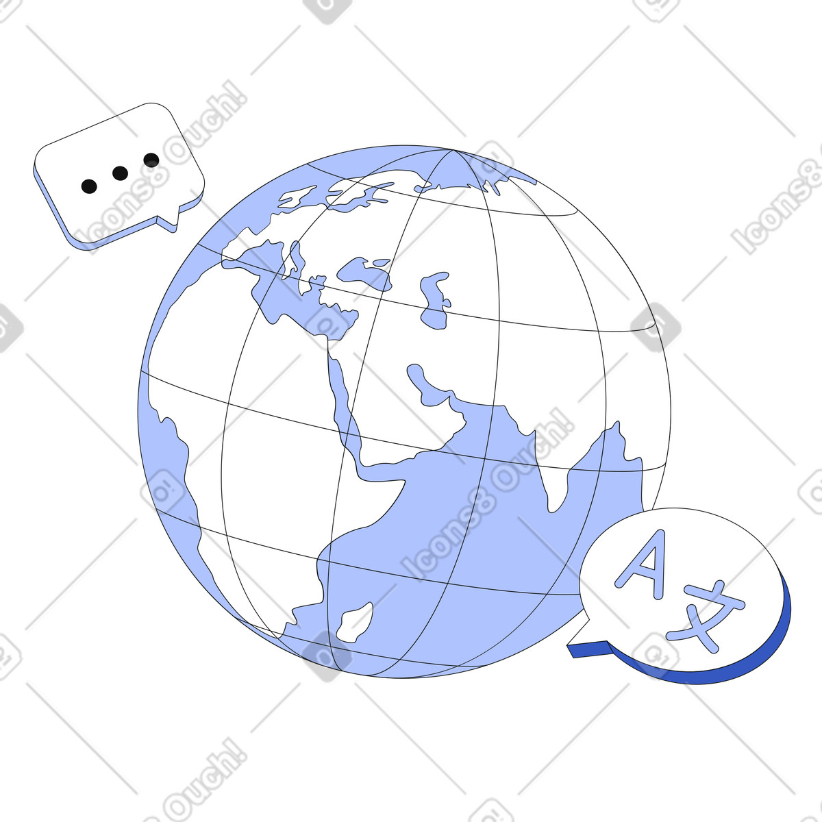 Illustration Différentes langues du monde dans le style Techny à télécharger aux formats PNG, SVG