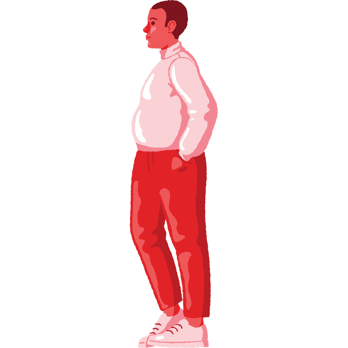 Chuby man standing side view illustration in Cherry style download in PNG, SVG