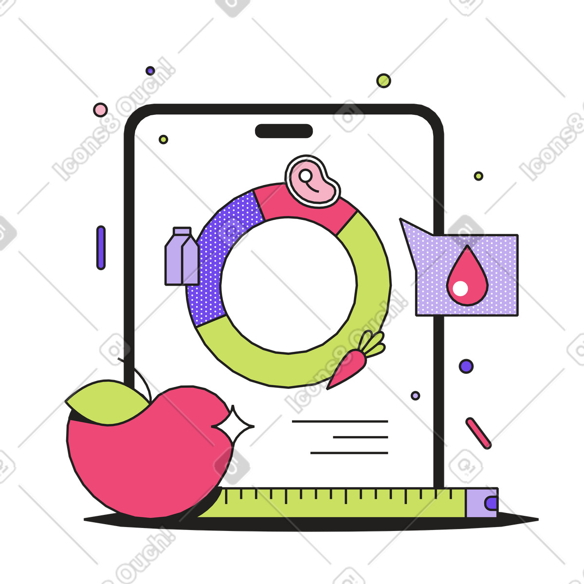 Diät-app zum abnehmen-Illustration im Dazzle-Stil als Download in PNG, SVG