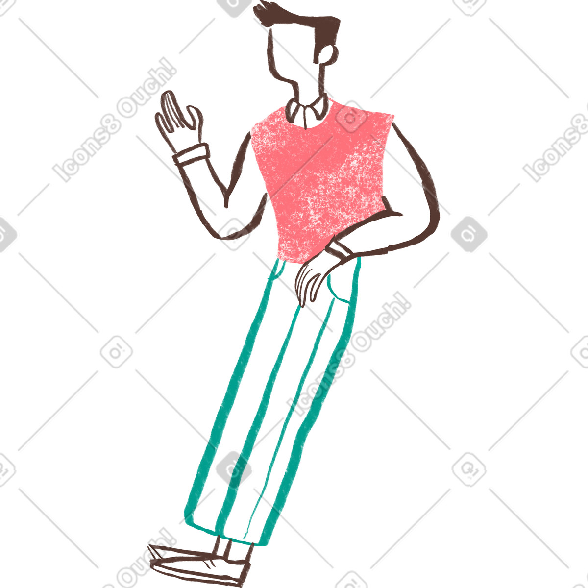 Short haired guy standing by leaning on an object illustration in Company style download in PNG, SVG