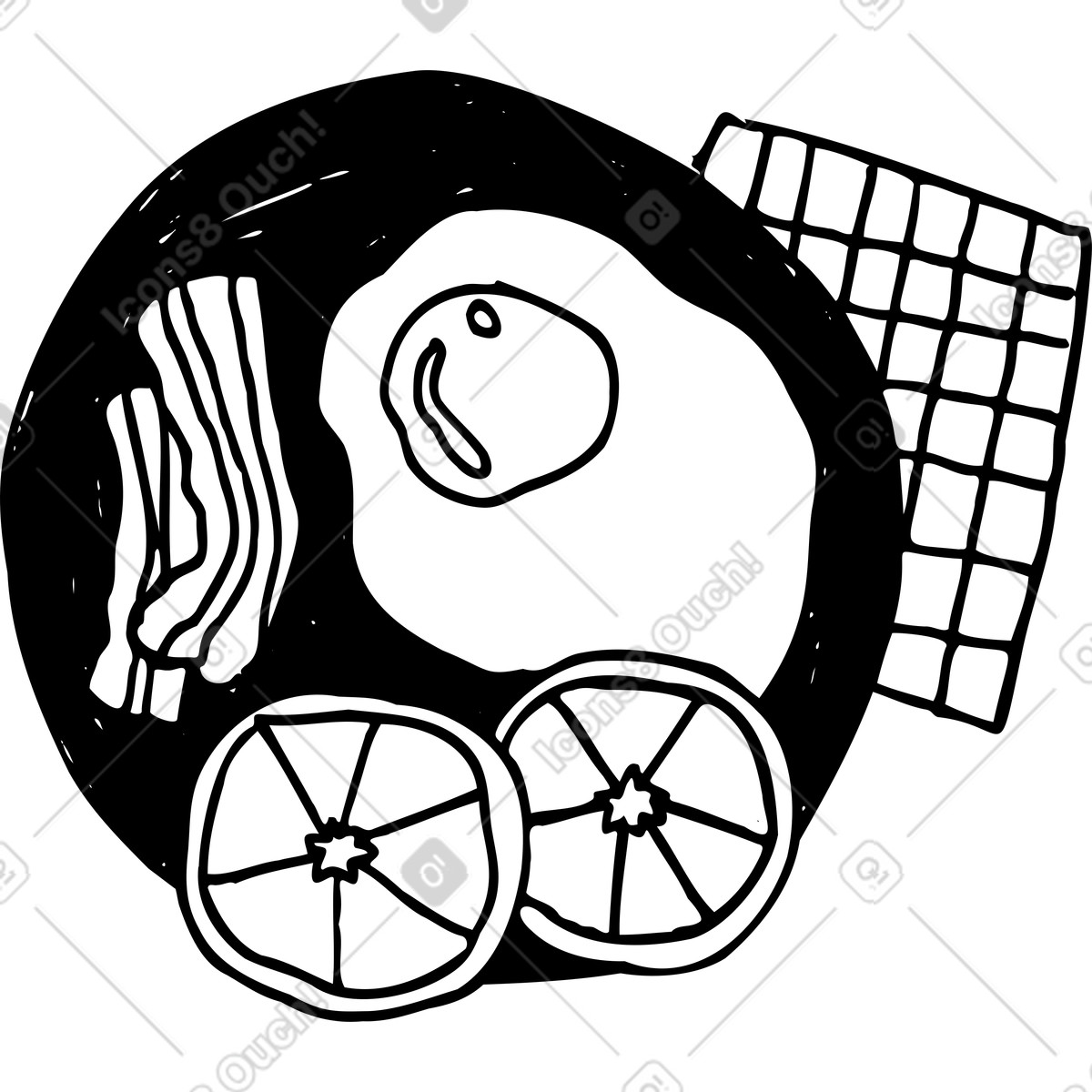 Frühstück auf einem teller mit serviette-Illustration im Marks-Stil als Download in PNG, SVG