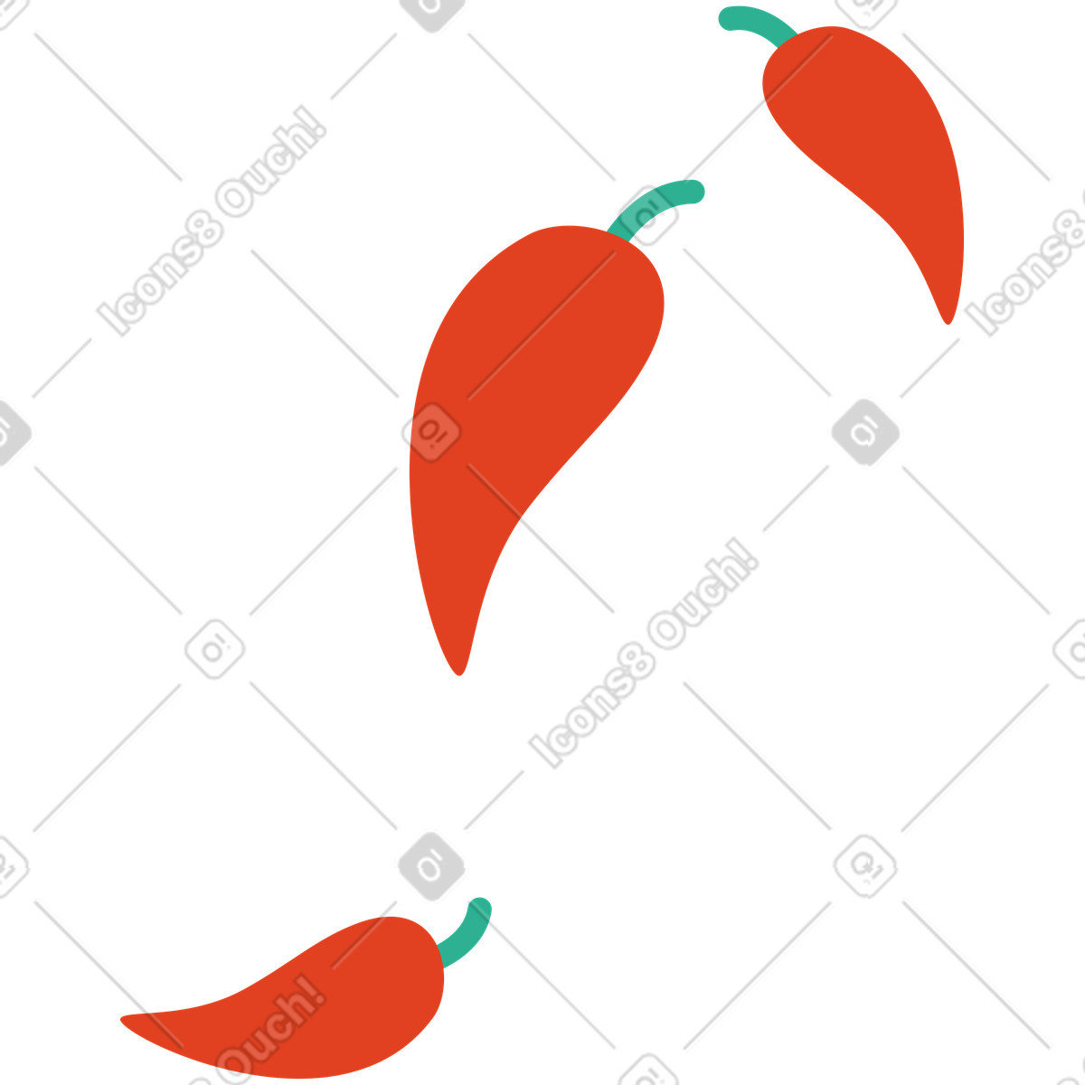 Ilustração de Três pimentas vermelhas quentes em no estilo Jelly para baixar em PNG, SVG