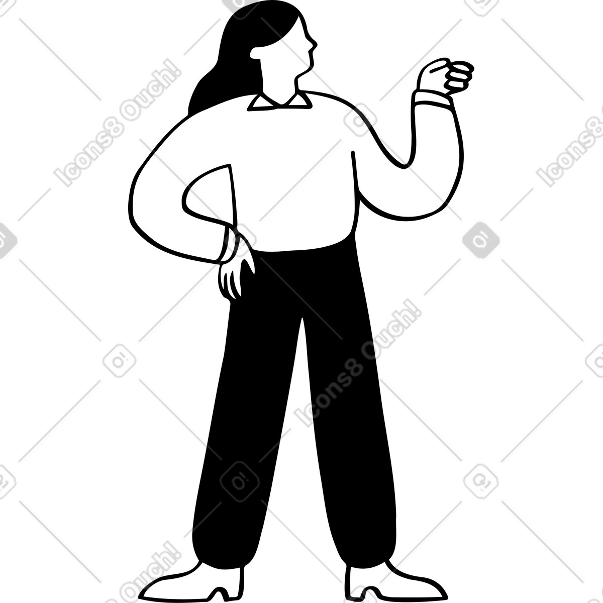 Woman holding something illustration in Journal style download in PNG, SVG