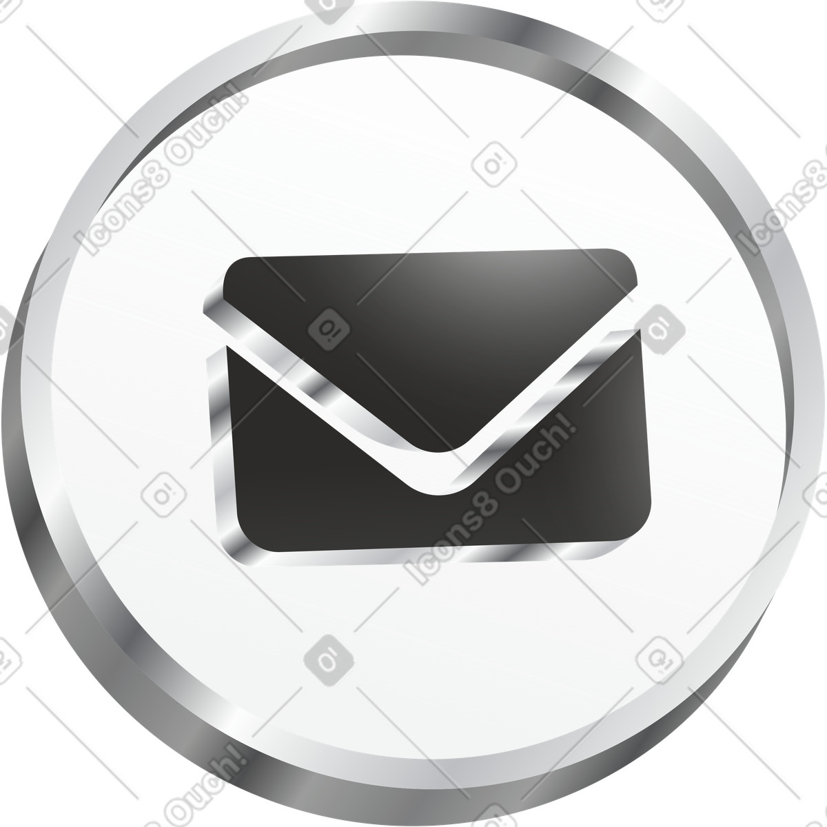 Illustration Message dans un cercle métallique le style Token à télécharger aux formats PNG, SVG