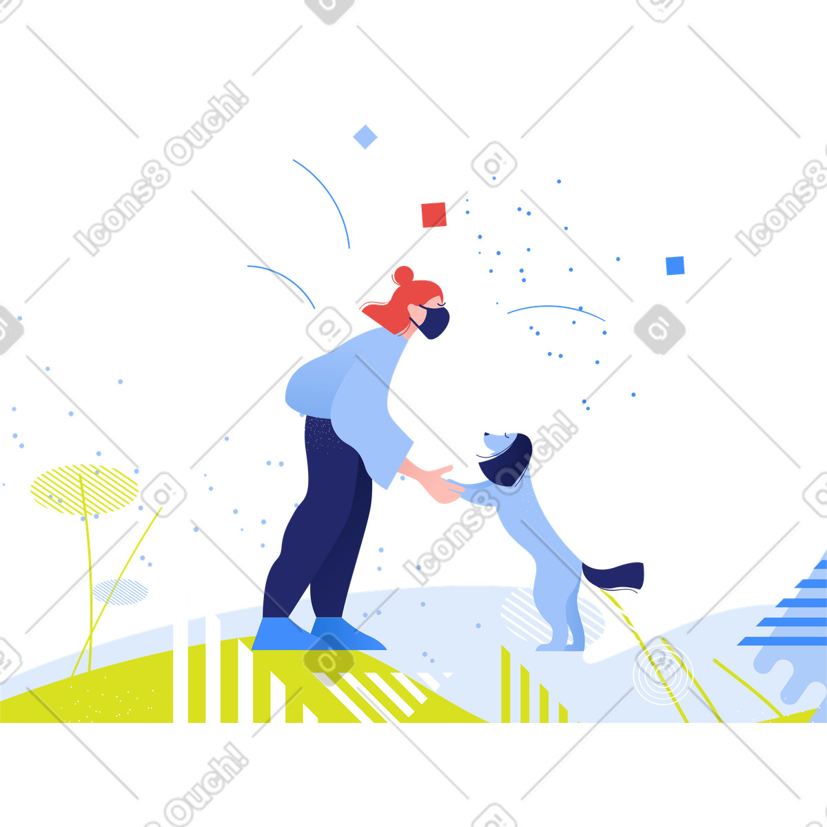 Clip スタイルの 犬と過ごす時間 のイラストをPNG、SVG形式でダウンロード