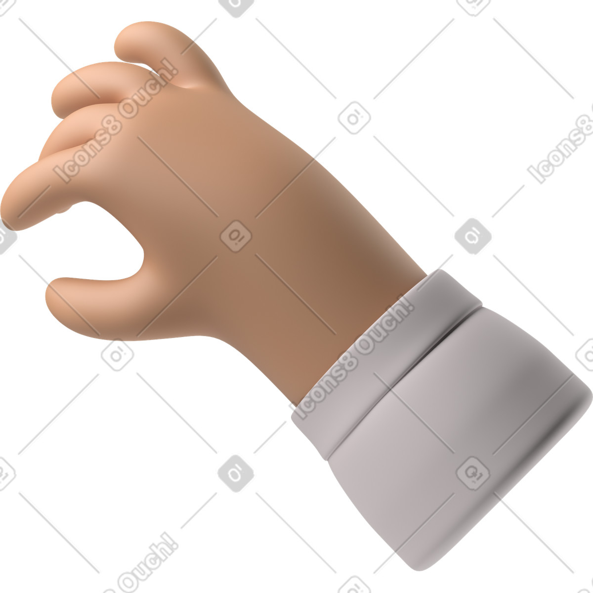 3D Hands Fun&Wild スタイルの 何かを取っている日焼けした肌の手 のイラストをPNG、SVG形式でダウンロード
