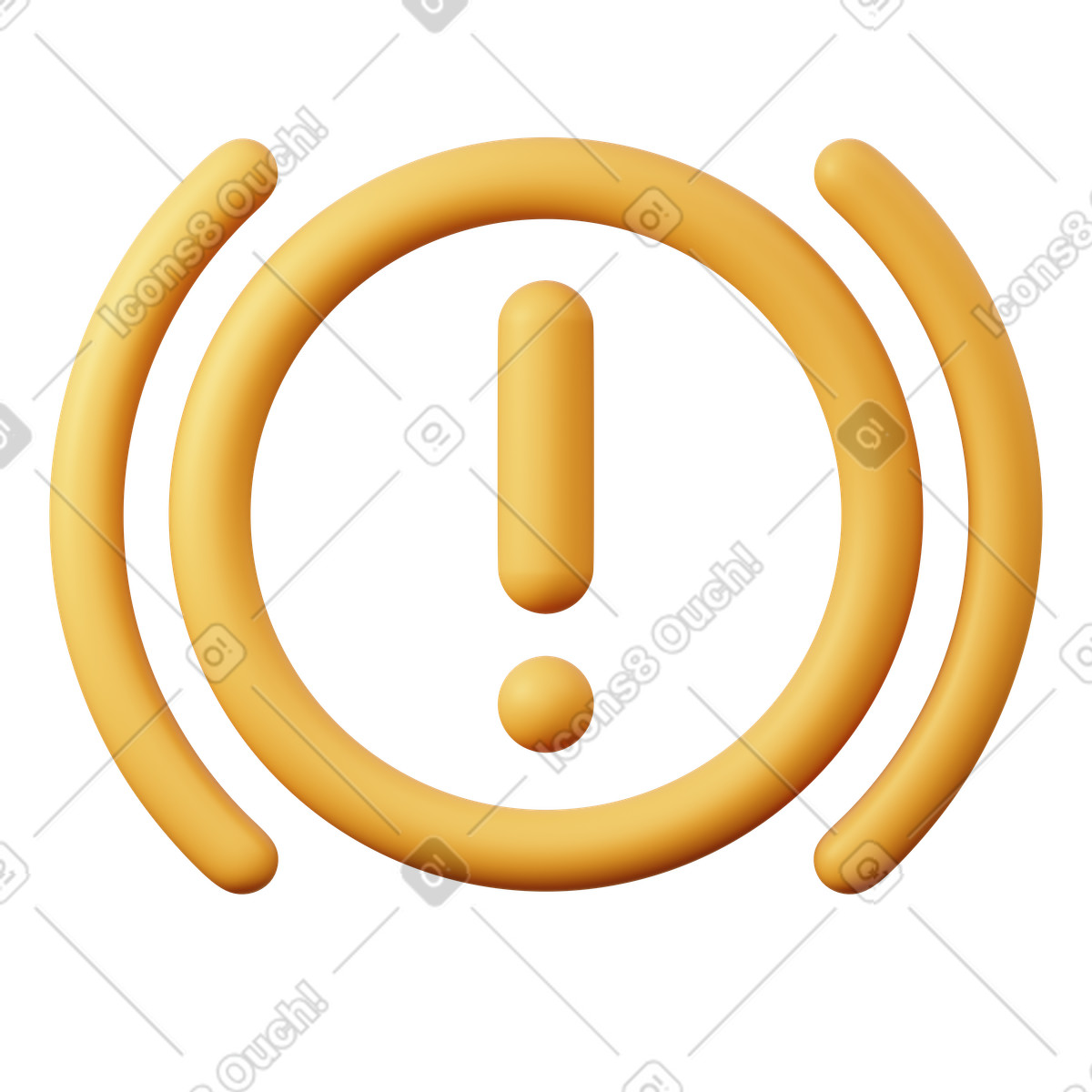 3D Sugary 스타일의 Yellow brake warning light symbol 일러스트레이션 PNG, SVG 다운로드