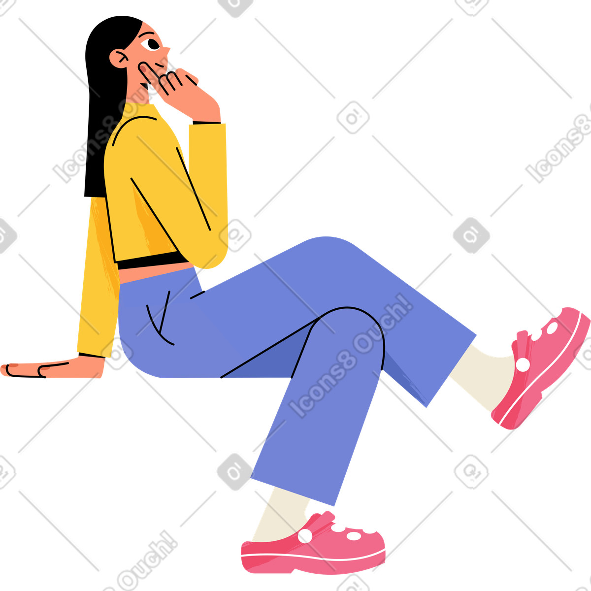 Thoughtful woman illustration in Juicy style download in PNG, SVG