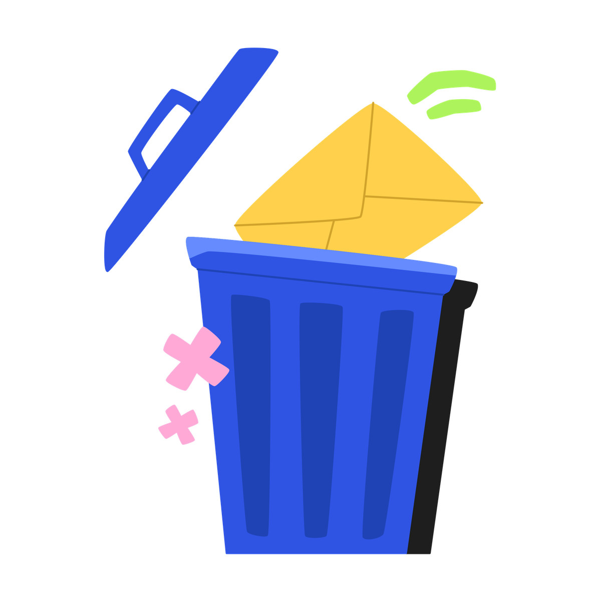 Bouncy 스타일의 Letter thrown in the trash can 일러스트레이션 PNG, SVG 다운로드