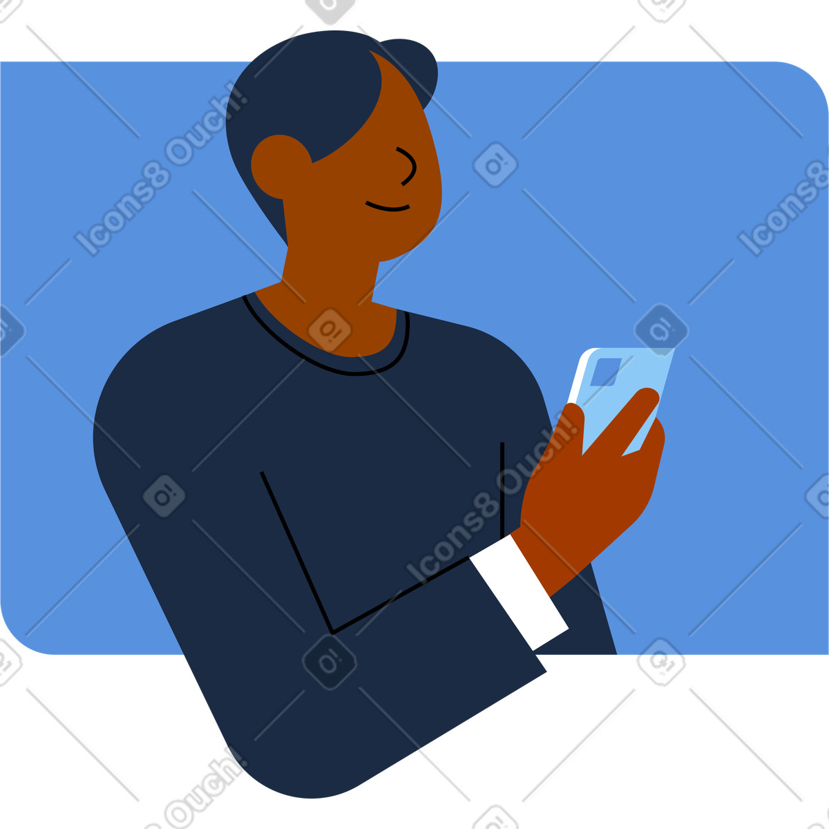 Man with a phone illustration in Vector style download in PNG, SVG