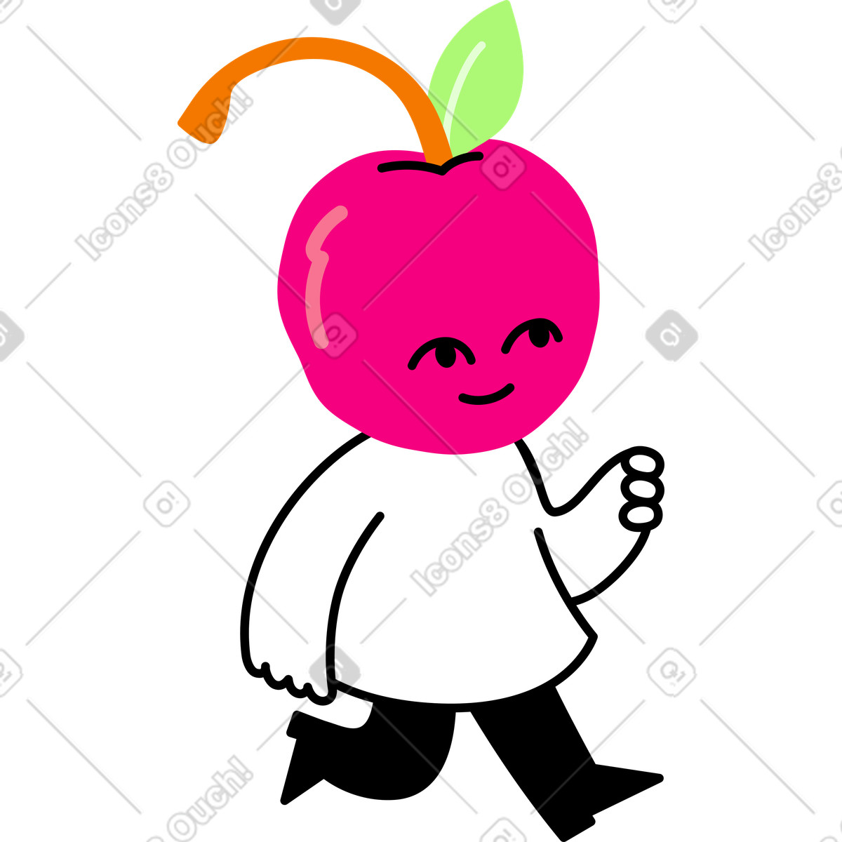Cherry-headed character illustration in Giggle style download in PNG, SVG
