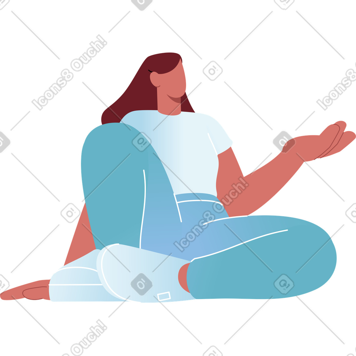 下载 Airy 风格的 坐在女人 插画，支持 PNG、SVG 格式