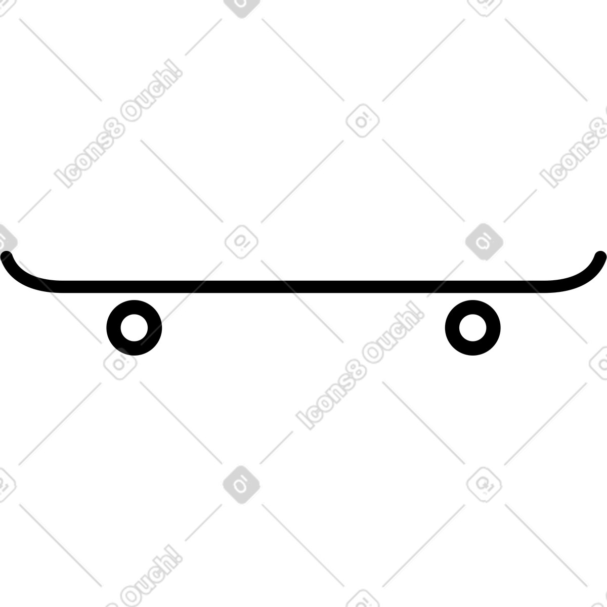 Иллюстрация Skateboard deck silhouette with two white wheels minimal sports symbol в стиле Notion Line Art — скачать в форматах PNG, SVG