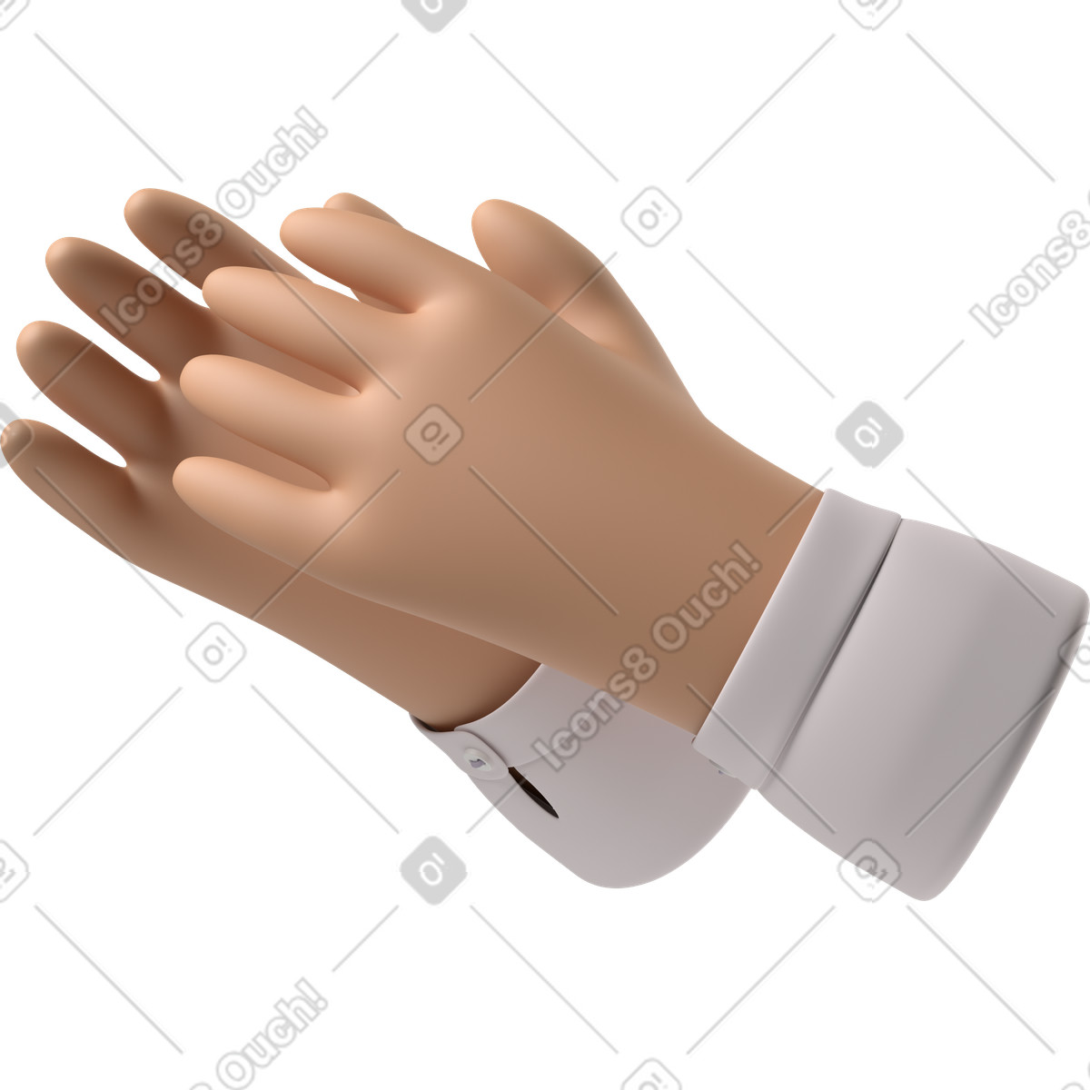 下载 3D Hands Fun&Wild 风格的 拍手晒黑的皮肤 插画，支持 PNG、SVG 格式