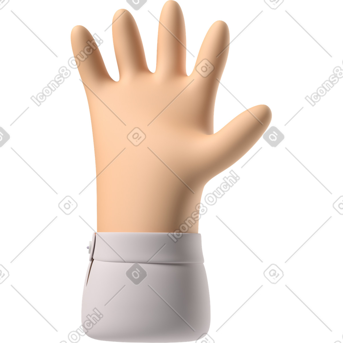 Ilustración Mano de piel blanca con los dedos extendidos en estilo 3D Hands Fun&Wild a descargar en PNG y SVG