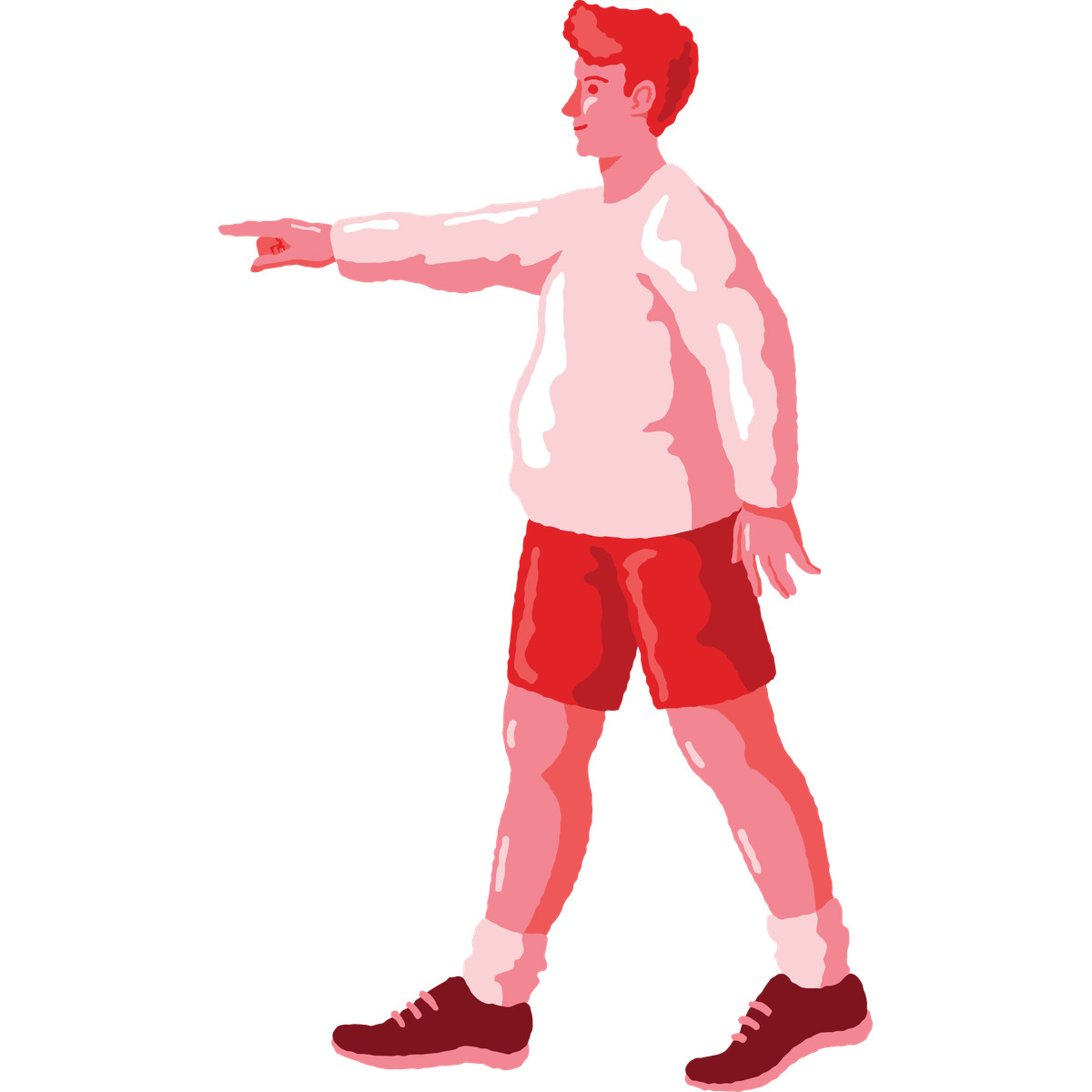 Illustration Chubby man pointing side view dans le style Cherry à télécharger aux formats PNG, SVG