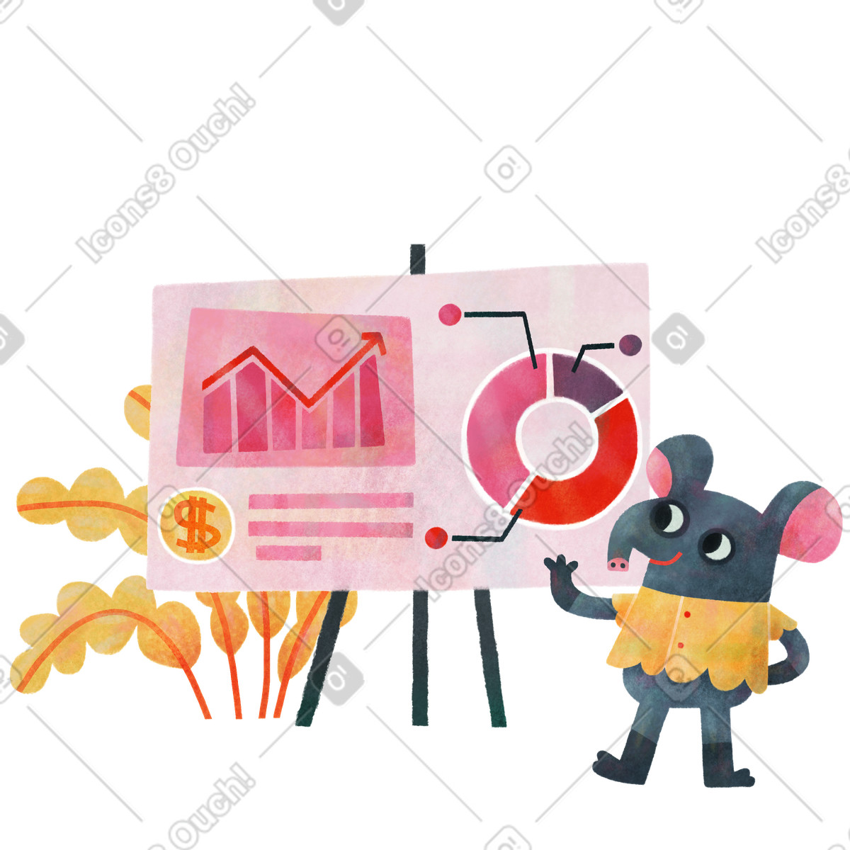 Ilustração de Tapir no conselho análise financeira em estilo Jungle para baixar em PNG, SVG