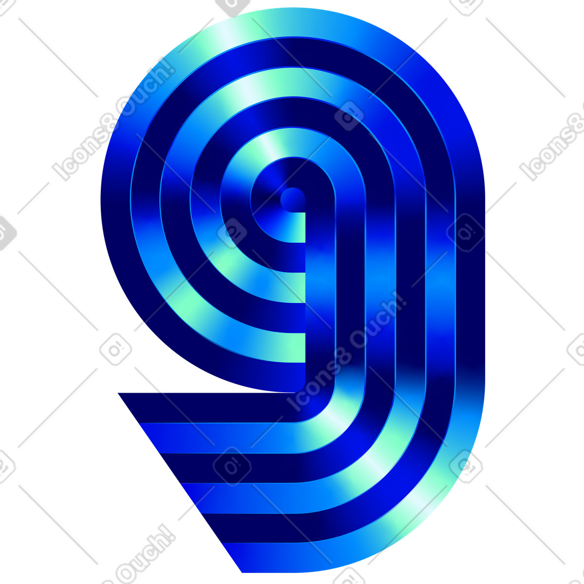 Number nine illustration in Type style download in PNG, SVG