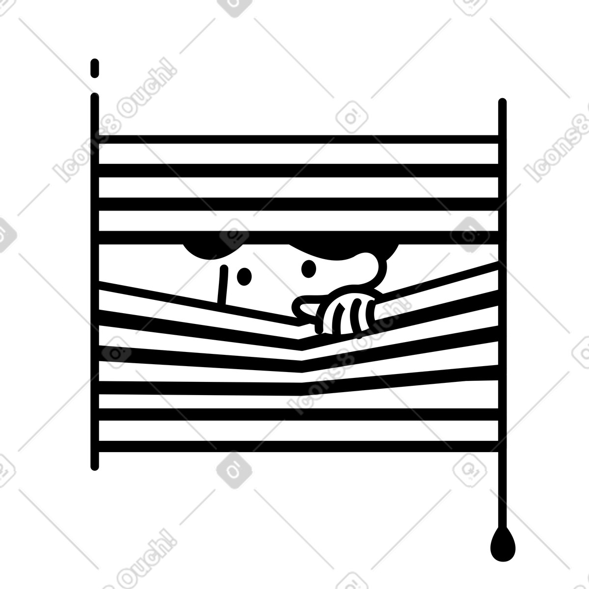 Notion Line Art スタイルの Anxiety face peeking through window blinds with worried expression hidden のイラストをPNG、SVG形式でダウンロード