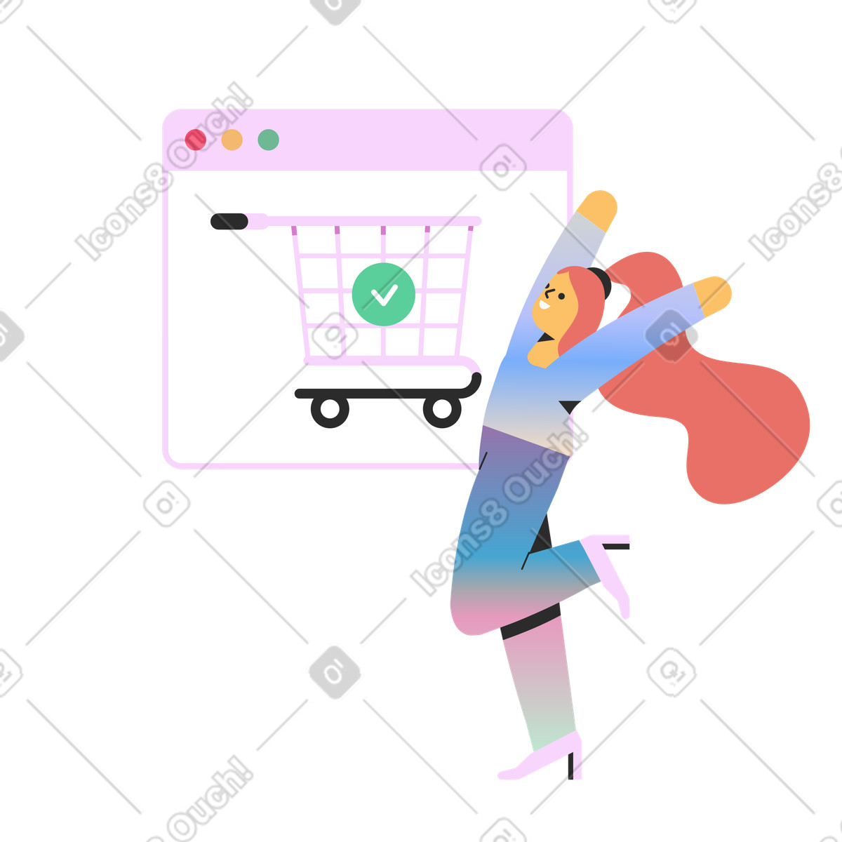 Online shopping order illustration in Marginalia style download in PNG, SVG