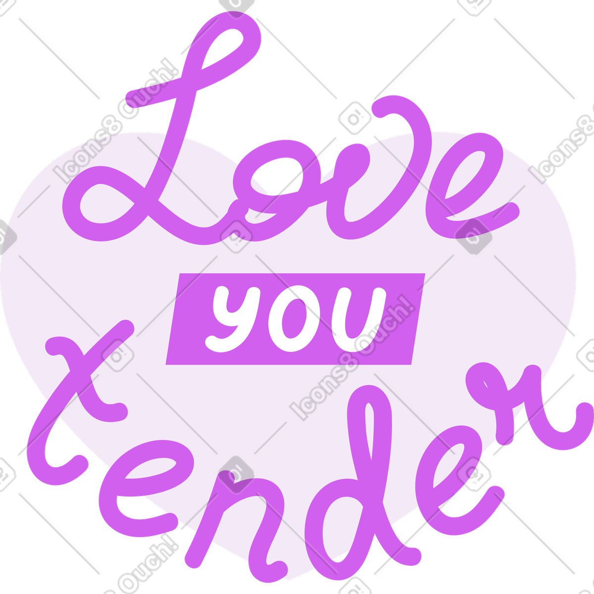 Ilustración Te amo tiernamente en estilo Conifer a descargar en PNG y SVG