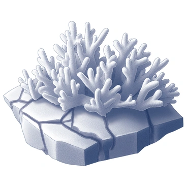 A close-up view of lichen growing on a rugged rock surface. The lichen displays intricate, organic patterns with a variety of textures and shapes, showcasing its unique structure. The rock beneath is rough and uneven, adding contrast to the delicate formations of the lichen. Tiny details such as cracks and crevices in the rock are visible, enhancing the overall complexity of the scene. Soft shadows enhance the depth and dimensionality of the lichen's surface, emphasizing its natural beauty.