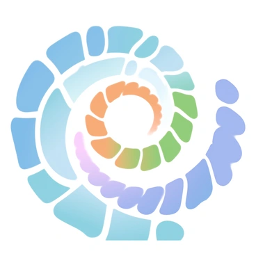 A mosaic made up of various colorful tiles is arranged to form a spiral pattern that draws the eye inward. Each tile features a different hue, including shades of blue, green, orange, and purple. The tiles are set closely together, creating a seamless transition between colors. The spiral design starts from a central point and expands outward, with the colors radiating in a harmonious flow. The overall effect is captivating, inviting viewers to explore the intricate details of the tile arrangement.
