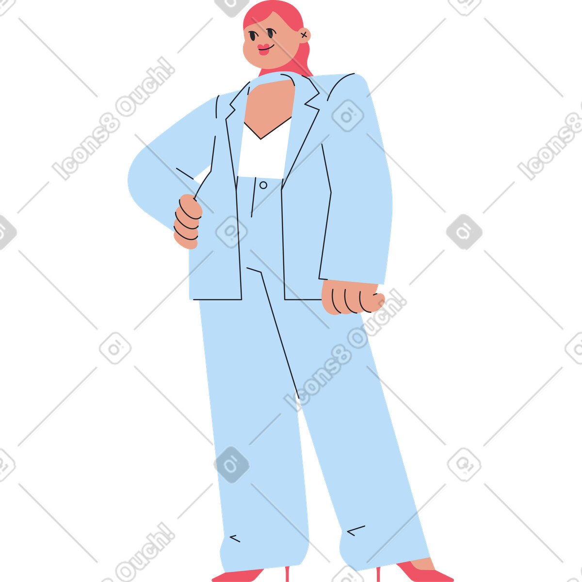 Donna in piedi smoking illustrazione stile Boba scarica PNG, SVG