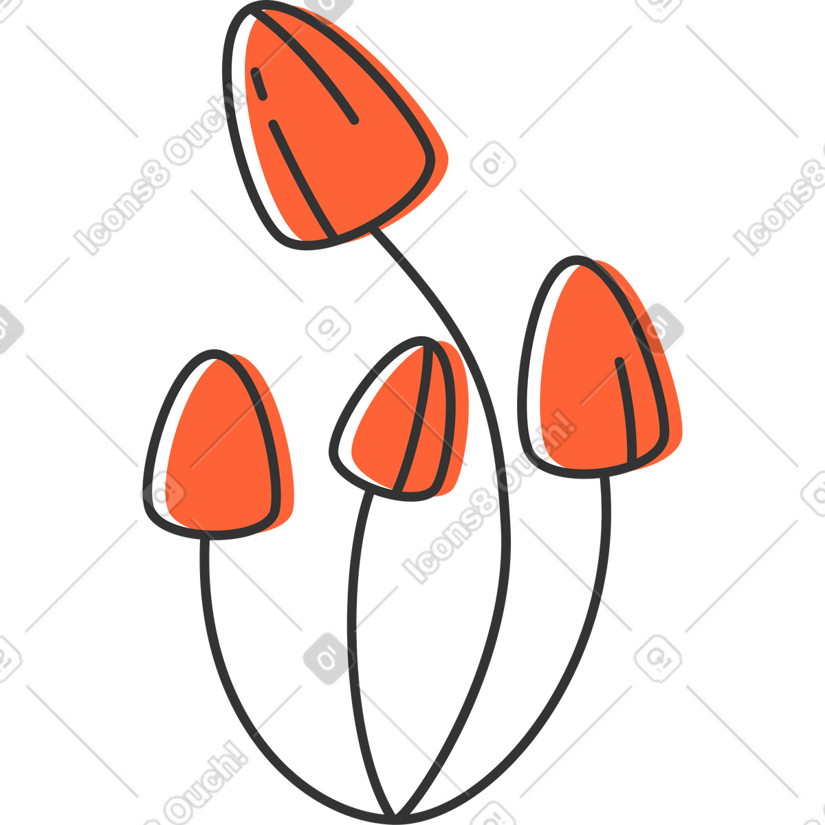 Pilze-Illustration im Crayon-Stil als Download in PNG, SVG