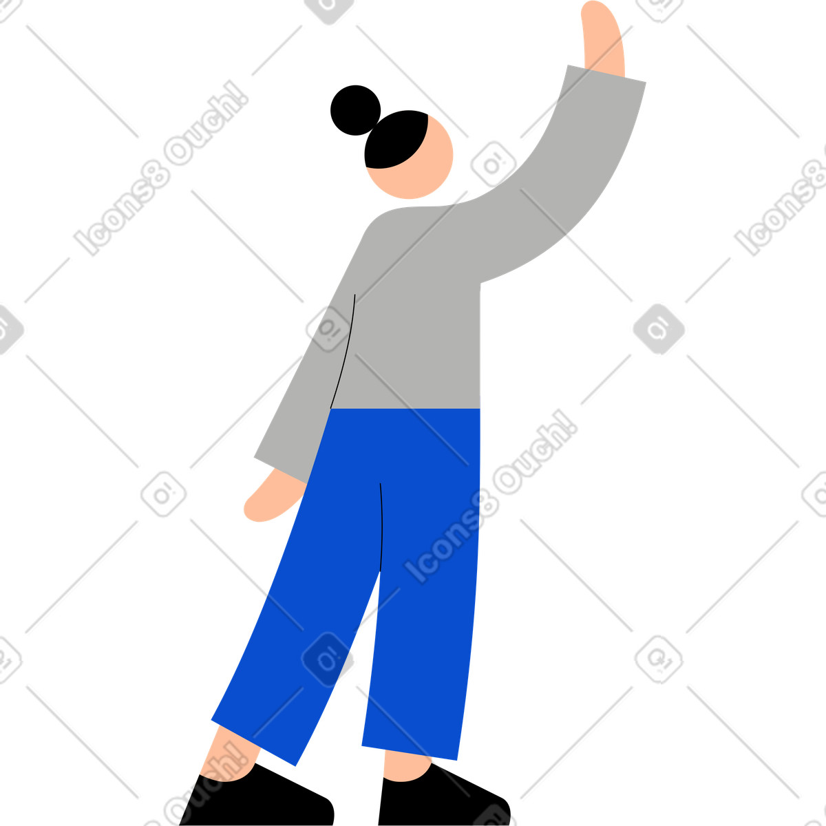 Young woman raising her hand illustration in Tiny style download in PNG, SVG