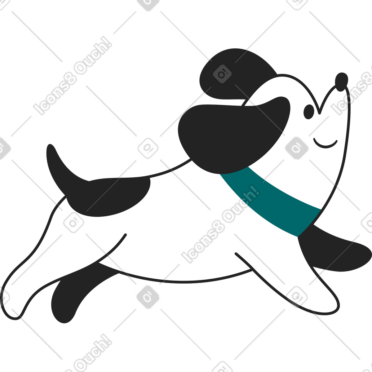 Dog with green collar illustration in Sammy Line style download in PNG, SVG