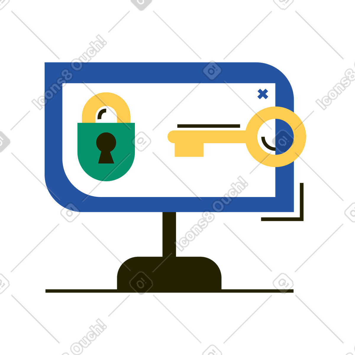 Computer security illustration in Spot style download in PNG, SVG