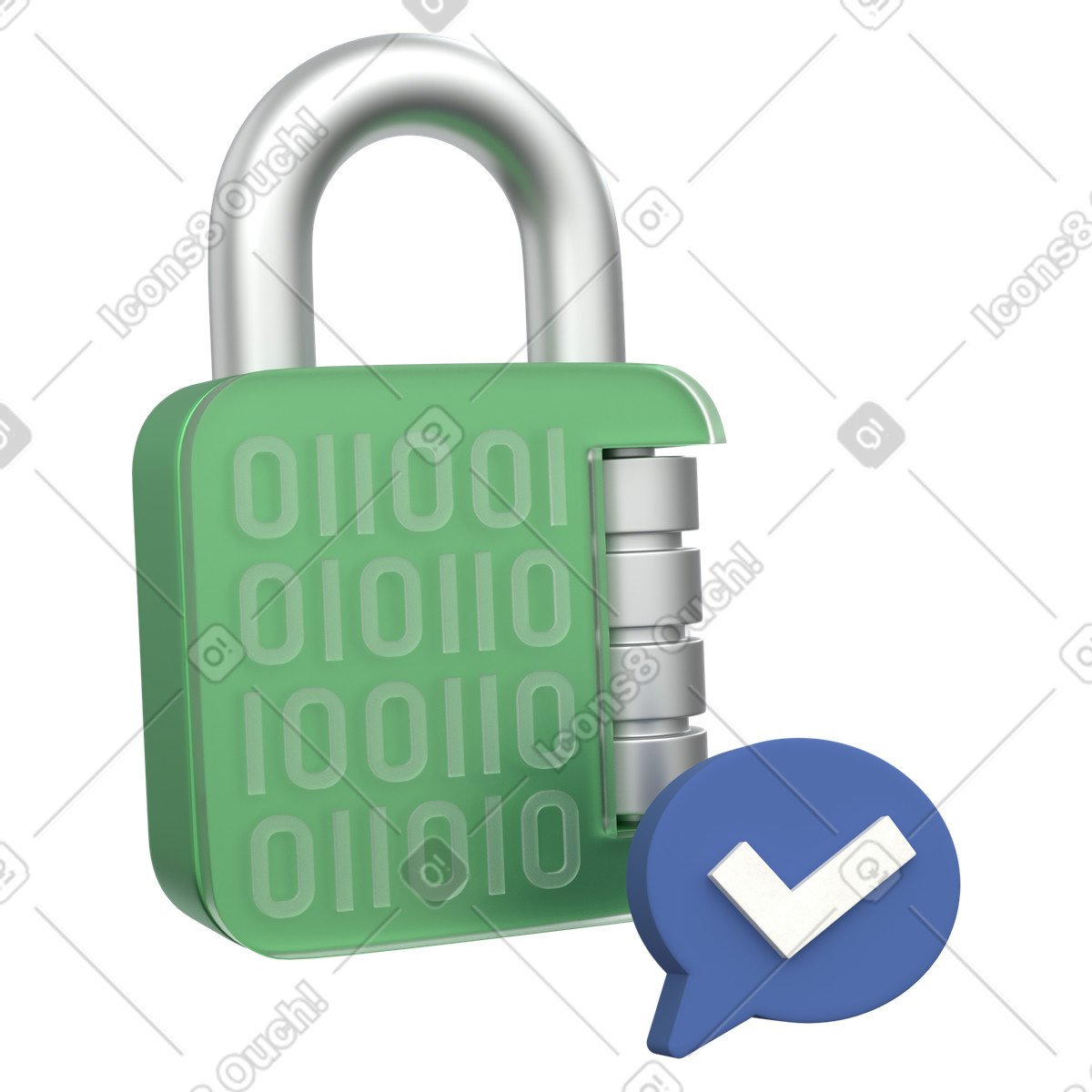 System cybersecurity, Data protection, security encryption illustration in 3D Grid style download in PNG, SVG