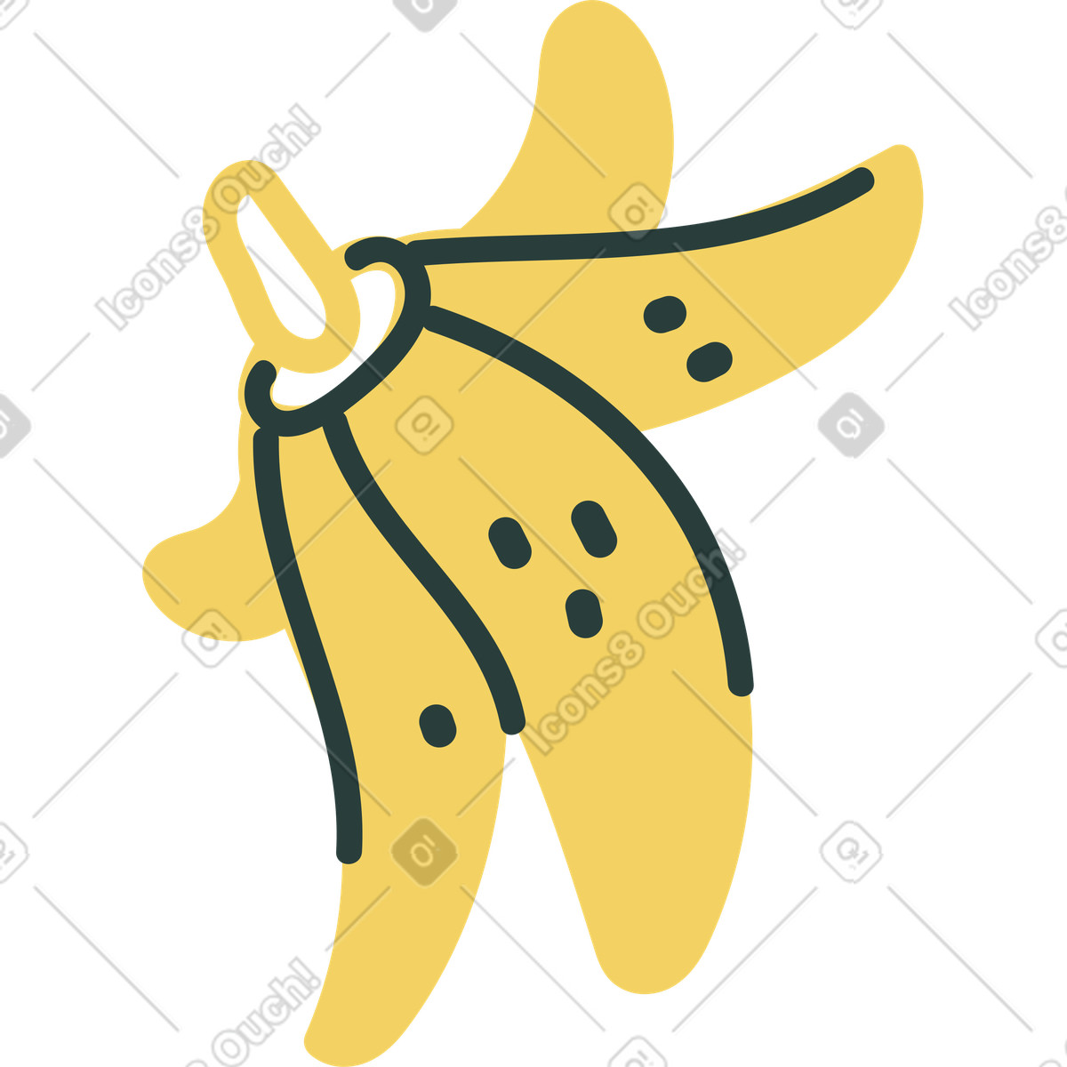 Banana skin illustration in Macaroni style download in PNG, SVG