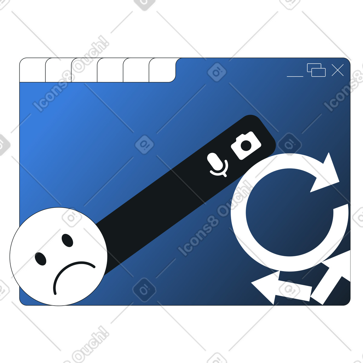 Ilustración Bucle de recarga pestañas del navegador, error en la carga página y actualización pestaña estilo Midnight a descargar PNG SVG