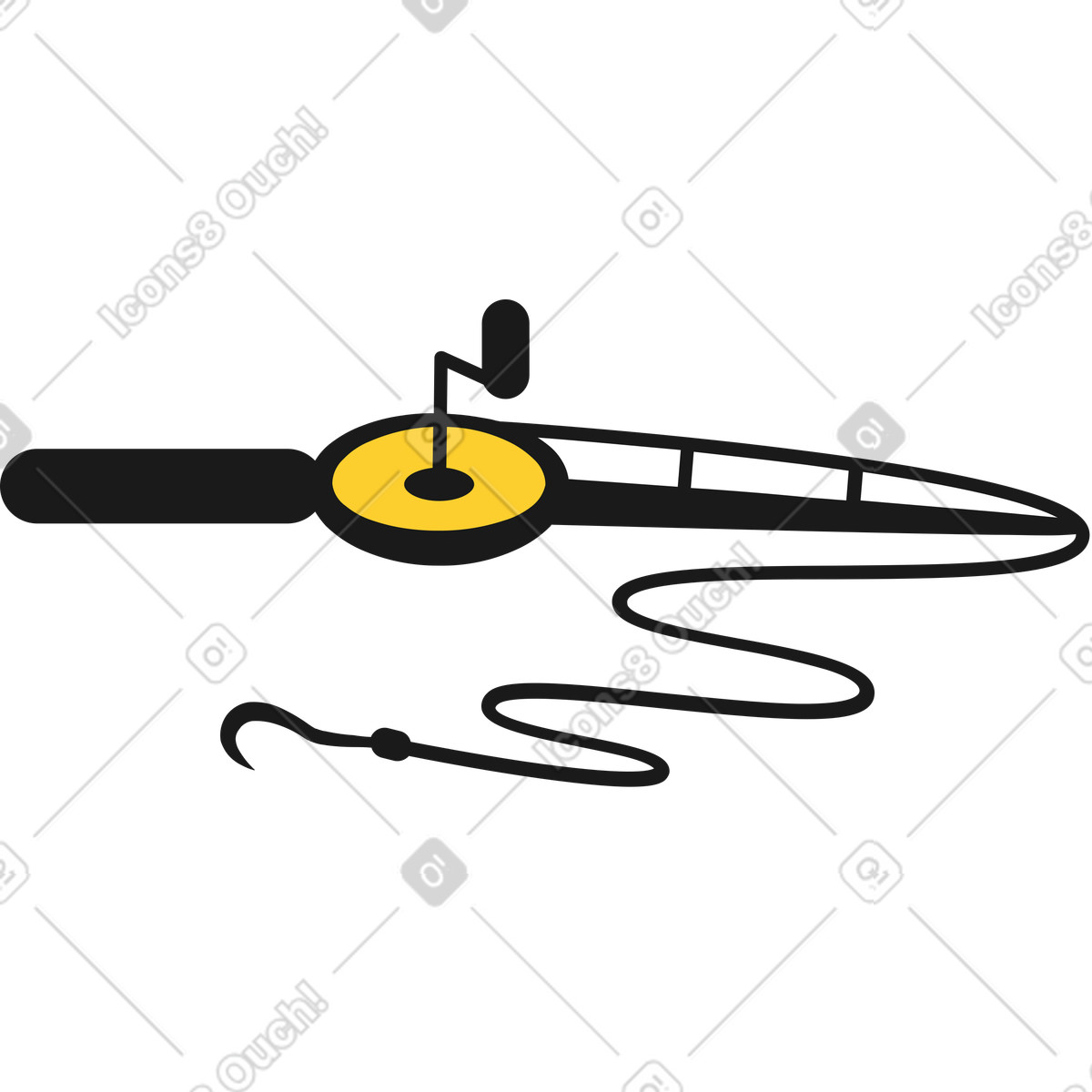 Fishing rod illustration in Taxi style download in PNG, SVG