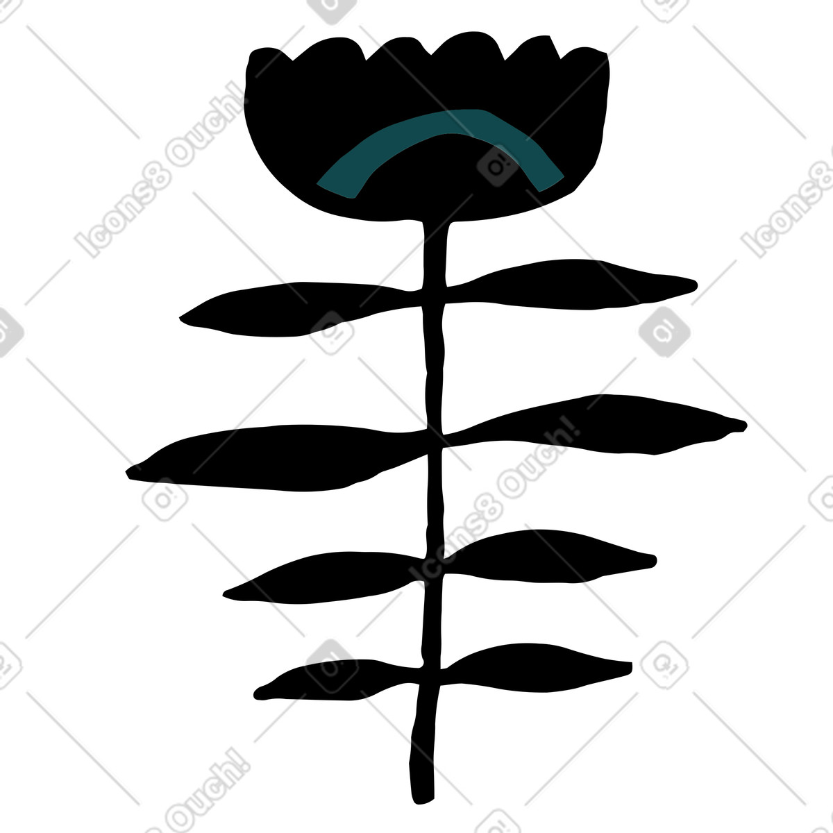 下载 Scandi 风格的 Black wildflower with long stem 插画，支持 PNG、SVG 格式