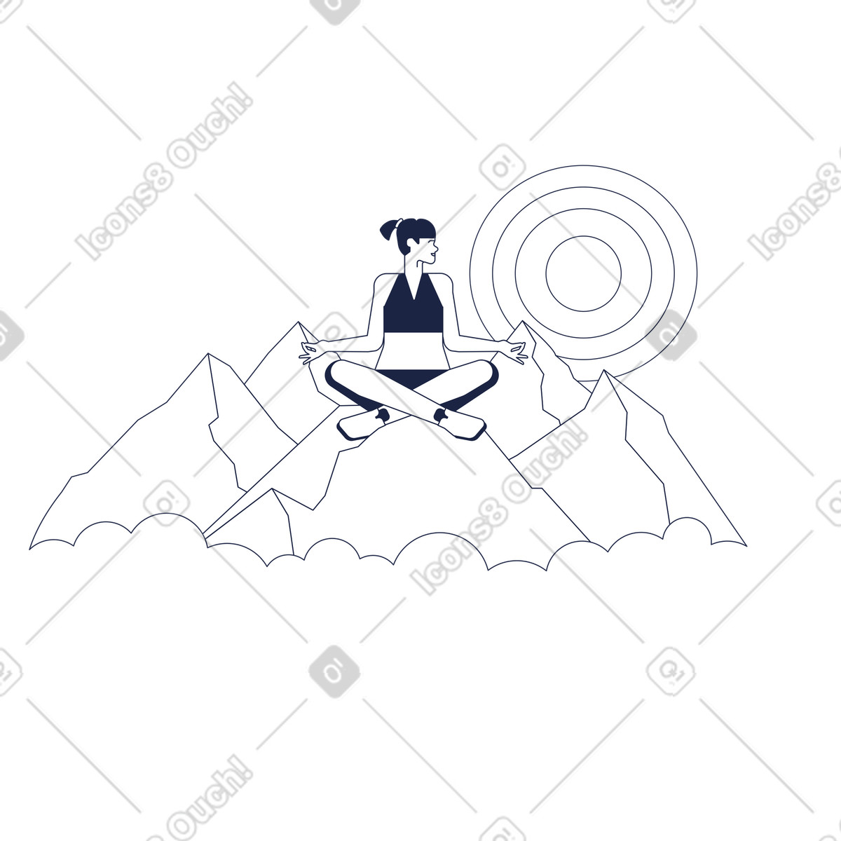 Иллюстрация Meditation in nature, mental clarity and spiritual growth в стиле Urban Line — скачать в форматах PNG, SVG