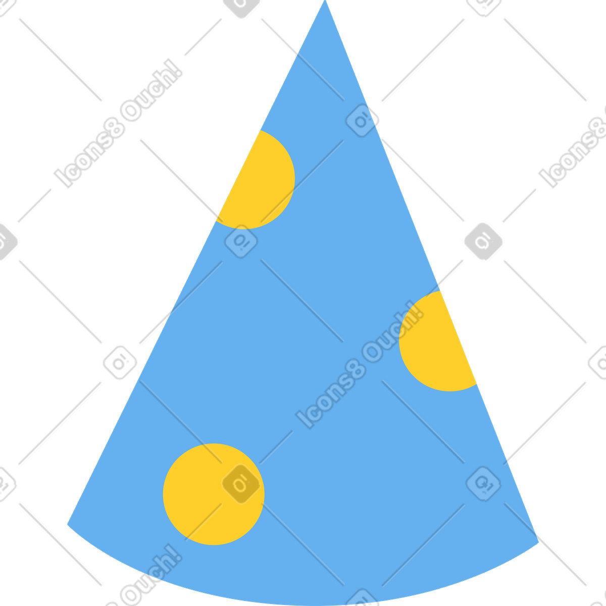 Blue polka dot party hat illustration in Sammy style download in PNG, SVG