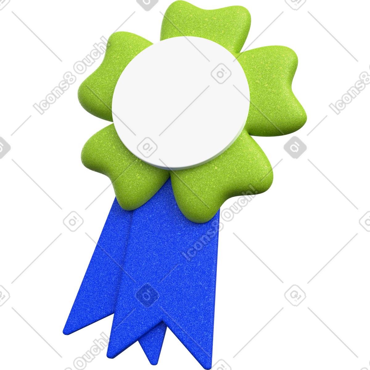 3D achievement badge with ribbons illustration success recognition clipart graphics